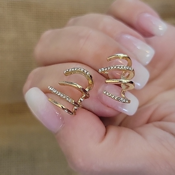 SPARKLE HUGGIE CLAW EARRINGS, Choice of Color - Picture 3 of 5